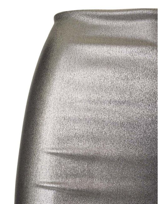 ROTATE BIRGER CHRISTENSEN Gray A-shape Metallic Maxi Skirt