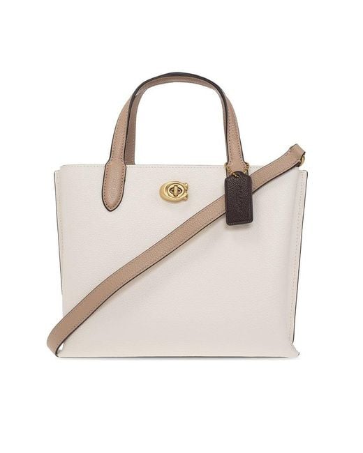 COACH Natural Colorblock Leather Willow Tote 24