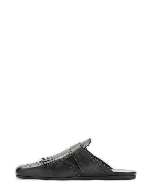Prada Black Fringe-Detailed Slip-On Mules