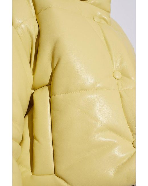 Nanushka Yellow 'aveline' Puffer Jacket From Vegan Leather,