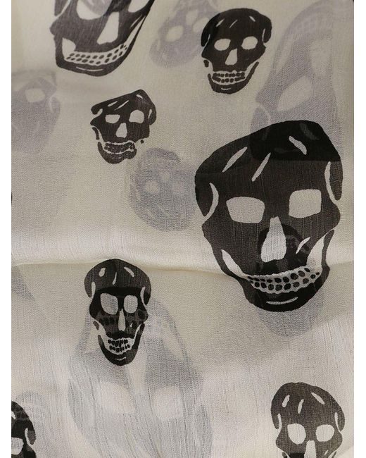 Alexander McQueen Gray All-over Skull Print Scarf for men