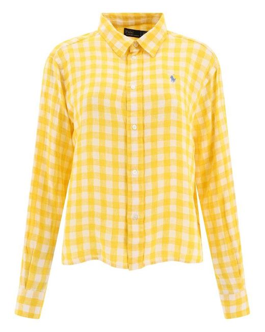 Polo Ralph Lauren Yellow Logo Embroidered Checked Shirt