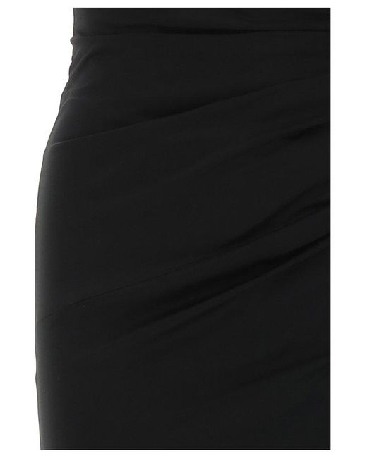 Alexandre Vauthier Black Embellished One Shoulder Satin Gown