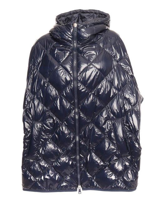 Weekend by Maxmara Blue Hooded Zip-up Quilted Cape