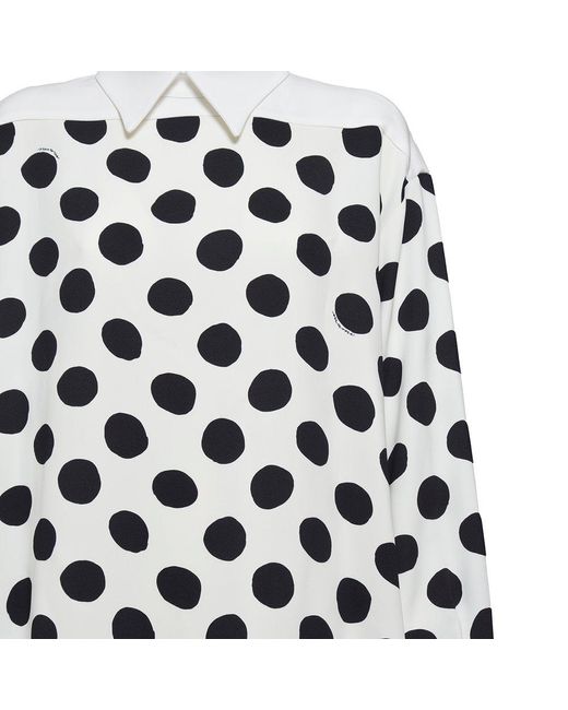Marni White Polka Dot-print Long-sleeved Mini Dress