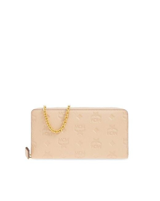 MCM Natural Leather Wallet With Chain,