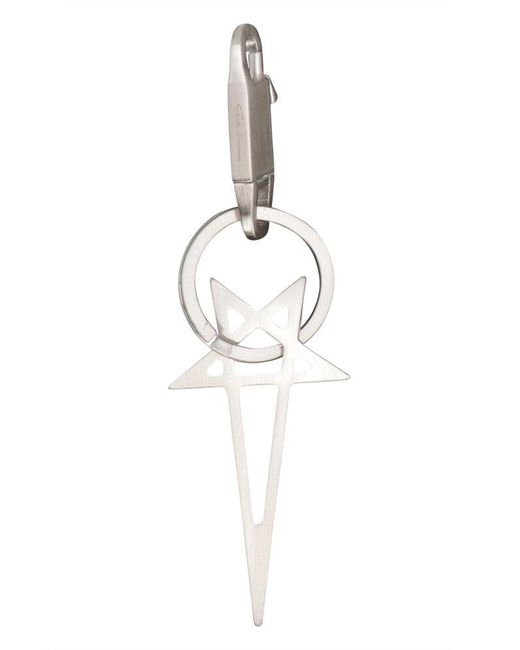 Rick Owens Metallic Logo-Engraved Pentagram Lobster Keyring for men