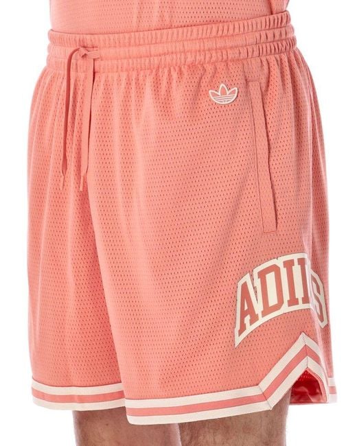 Adidas Originals Pink Vrct Piqué Drawstring Shorts for men