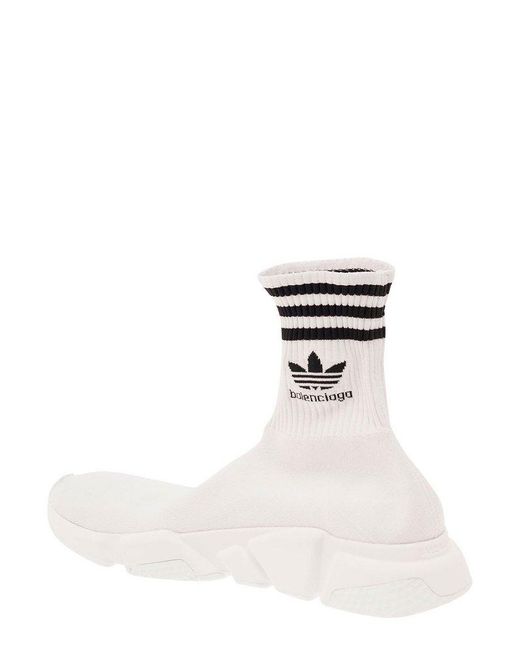 Balenciaga White X Adidas Logo Embroidered Sock Sneakers for men