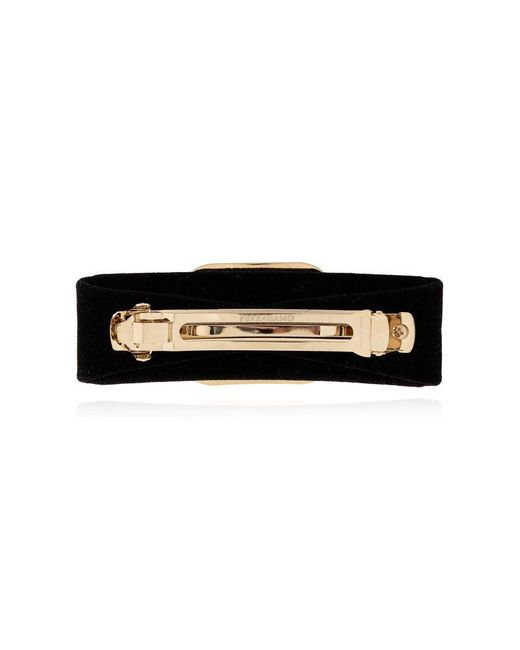 ヘアアクセサリー FERRAGAMO VARA PLATE HAIR CLIP Ferragamo Velvet Hair Clip in Black | Lyst