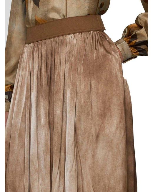 Uma Wang Brown All-over Printed Flared Hem Midi Skirt