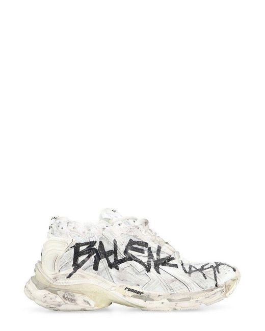Balenciaga White Graffiti Runner Sneakers for men
