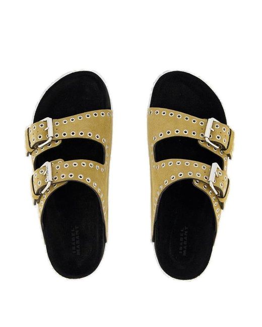 Isabel Marant Brown Lennyo Eyelet Embellished Slides