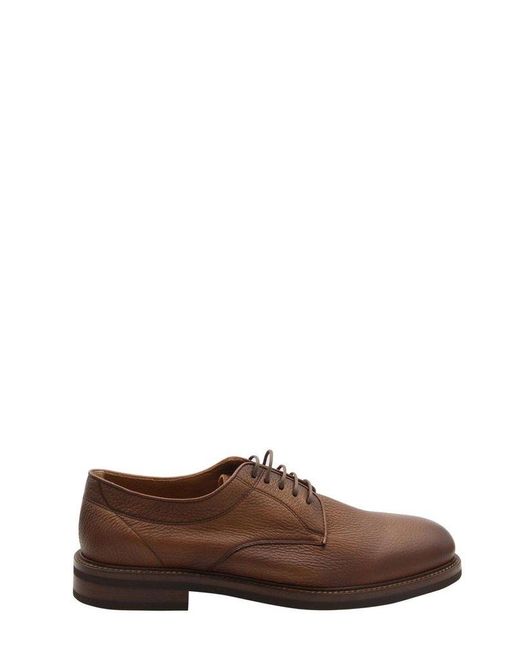 Brunello Cucinelli Brown Round-toe Lace-up Shoes for men