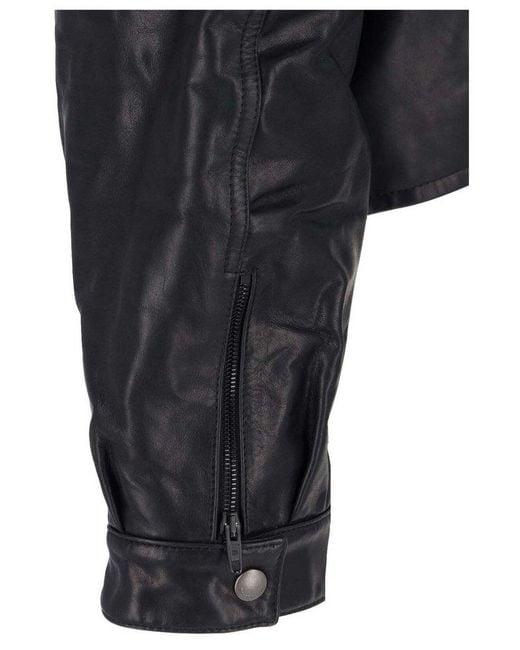 Balenciaga Black Off-Shoulder Leather Jacket for men