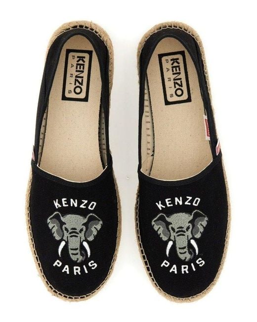 KENZO Black Logo-embroidered Espadrilles for men