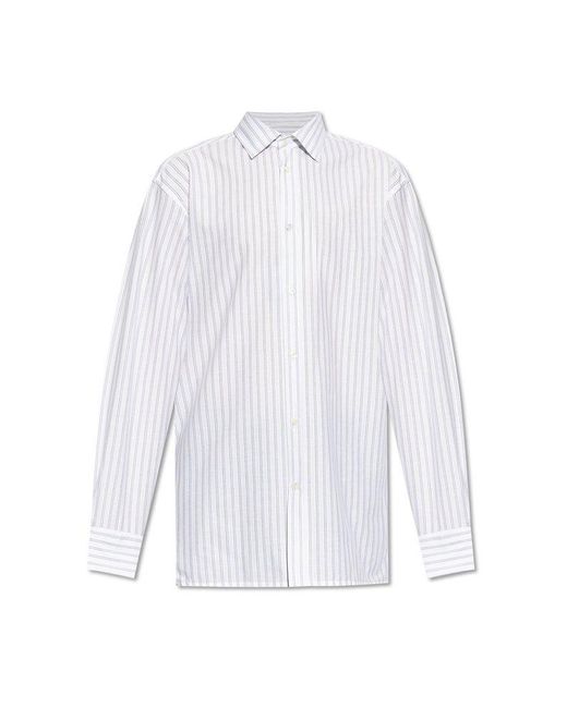Maison Margiela White Striped Pattern Shirt for men