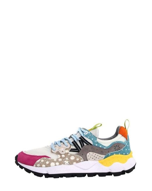 Flower Mountain White Patterned Casual Sneakers