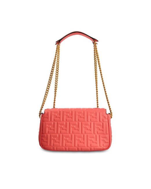 Fendi Red Baguette Chain Midi Shoulder Bag