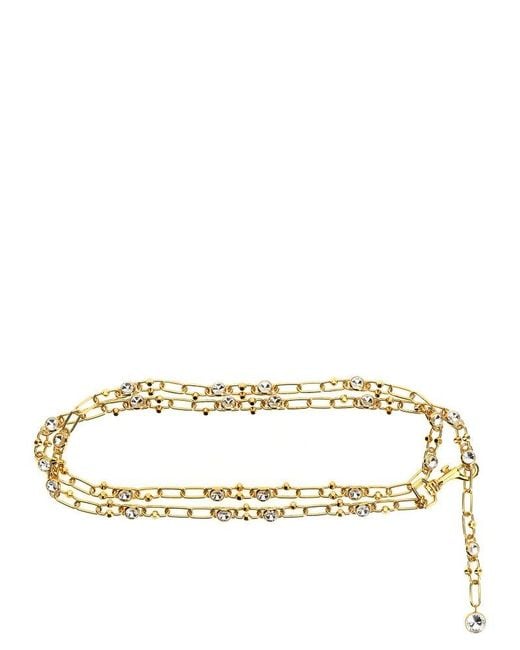 Alessandra Rich Metallic Chain And Crystal Belt Belts