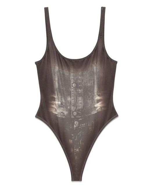 DIESEL Brown Marilyn-Dnm Denim Print Swimsuit