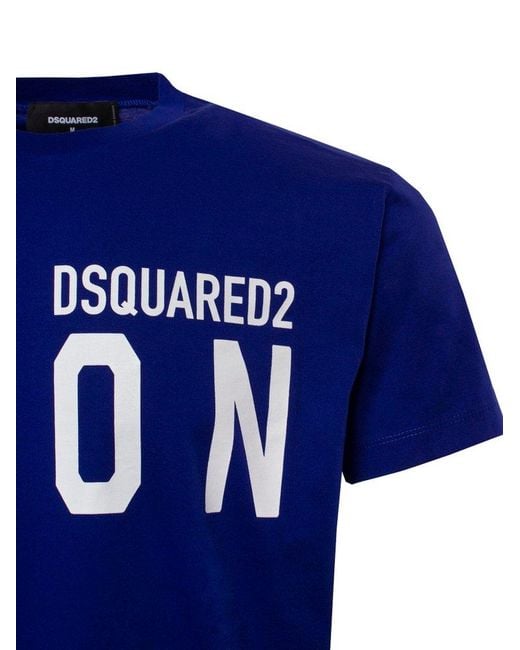 DSquared² Blue Logo Printed Crewneck T-shirt for men