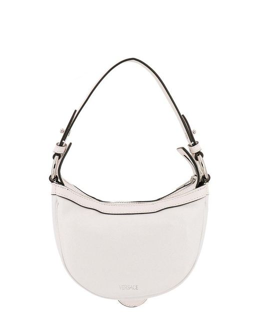 Versace White Repeat Zip-detailed Small Hobo Bag
