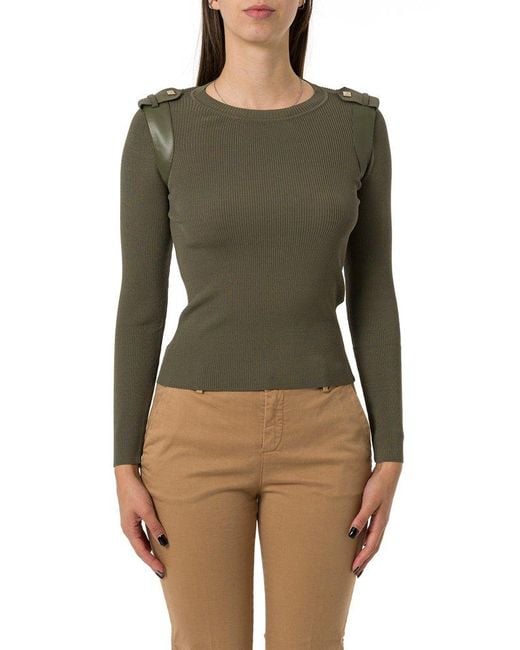 Liu Jo Green Studs Embellished Crewneck Jumper