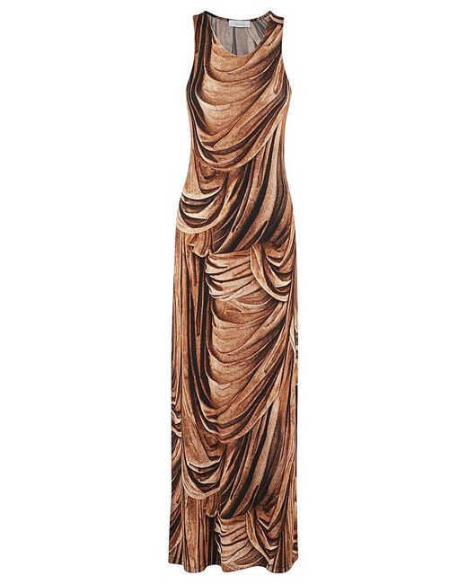 Rabanne Natural Drape Detailed Midi Dress