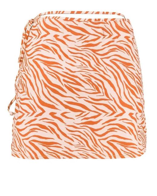 Reina Olga Pink Zebra Print Wrap Skirt