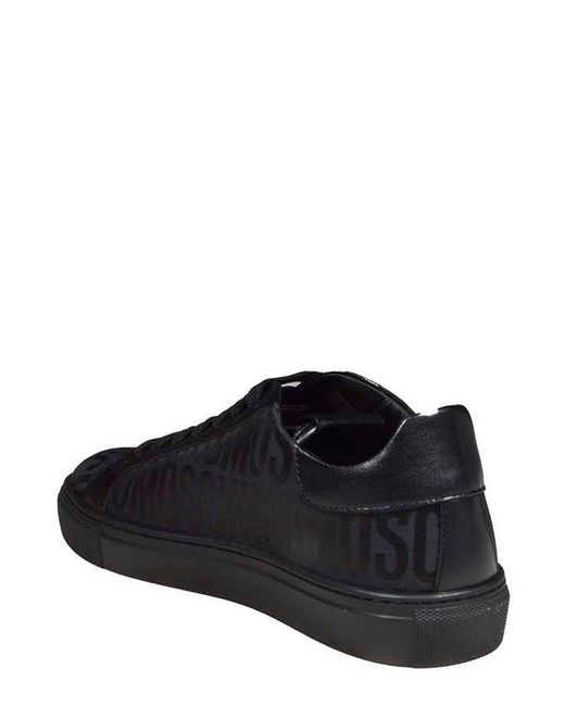 Moschino Black All-over Monogram Jacquard Lace-up Sneakers for men