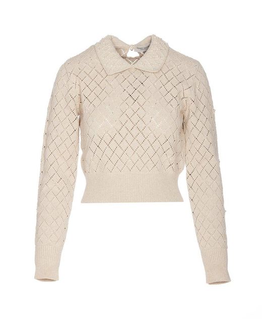 Golden Goose Deluxe Brand White Pearl Embellished Knit Top