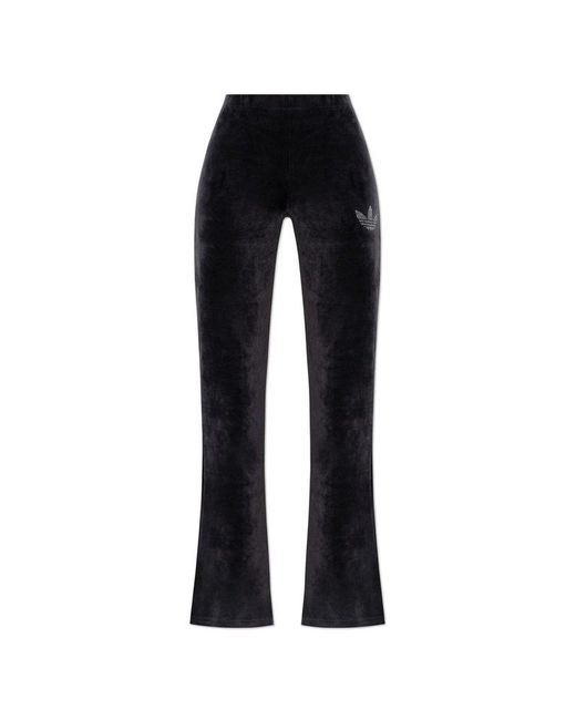 adidas Originals Embellished Trefoil Velvet Joggers in Black Lyst