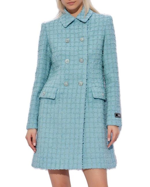 Versace Blue Tweed Coat,