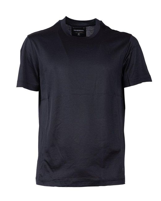 Emporio Armani Blue Short-sleeved Crewneck T-shirt for men