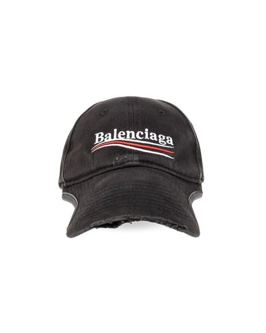 Balenciaga Black Political Cotton Baseball Cap for men