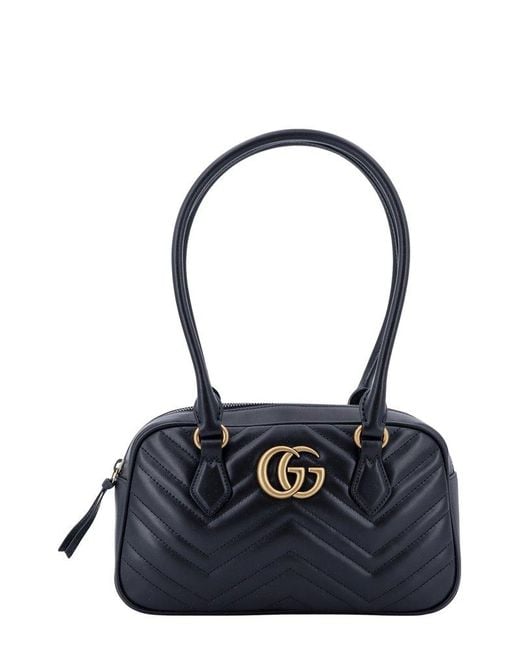 Gucci Blue Gg Marmont Small Top Handle Bag