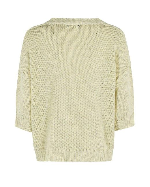Roberto Collina Natural V-Neck Knitted Jumper