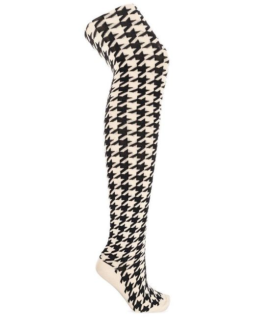 Burberry White Houndstooth Tights,