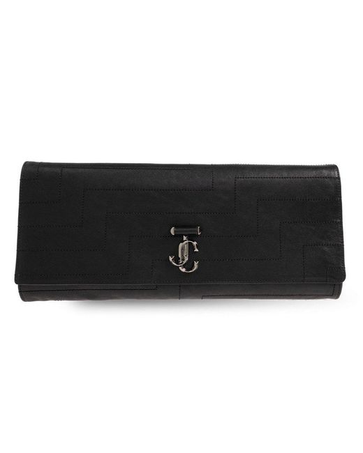 Jimmy Choo Black Avenue Foldover Clutch Bag