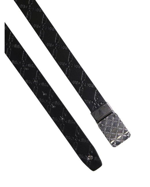 Michael Kors Reversible Empire Logo Embossed Leather Belt in White for