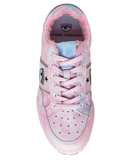 Chiara Ferragni Pink Round-toe Lace-up Sneakers