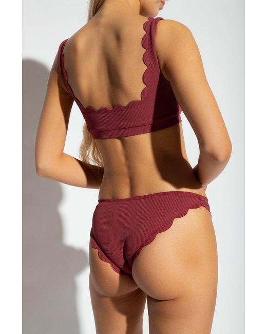 Marysia Swim Red Scalloped Edge Activewear Set
