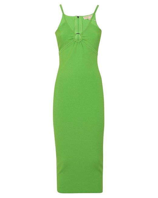 MICHAEL Michael Kors Green Cut-out Sleeveless Midi Dress