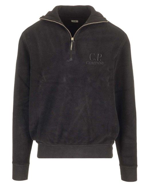 C P Company Black Half Zip Sweatshirt for men