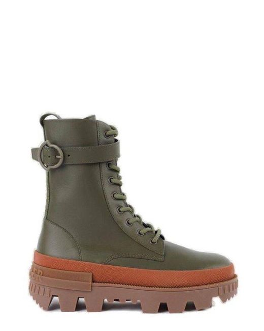 Moncler Brown Logo Detailed Lace-up Ankle Boots