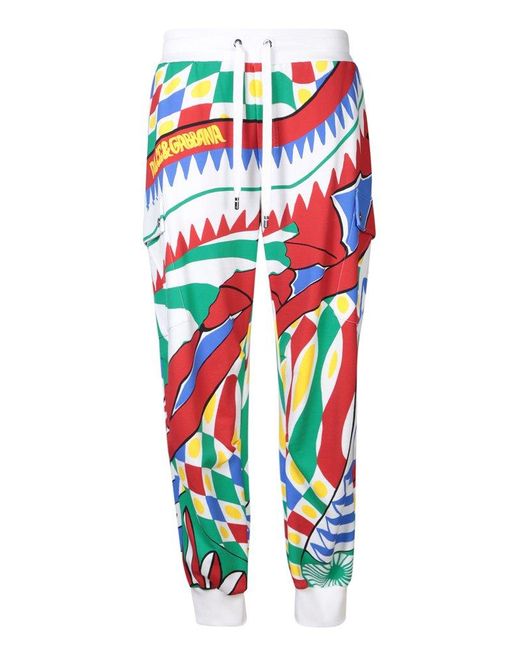 Dolce & Gabbana White Graphic Printed Track Pants for men