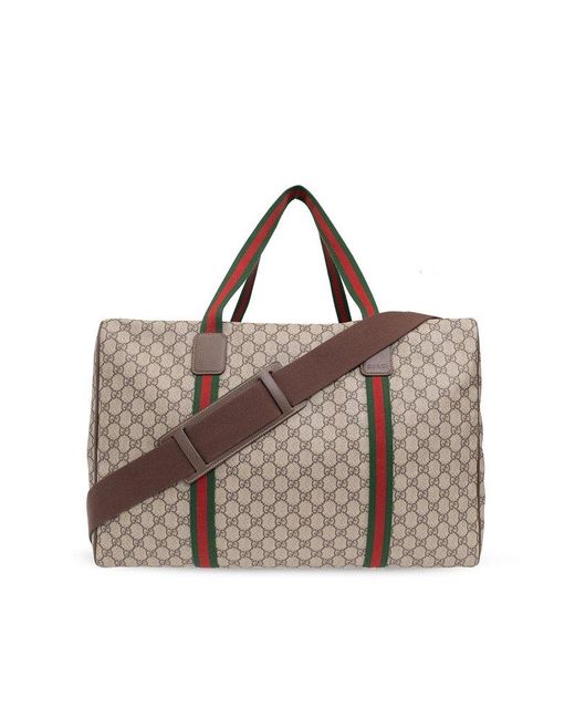 Gucci Brown Web Detailed Maxi Duffle Bag for men