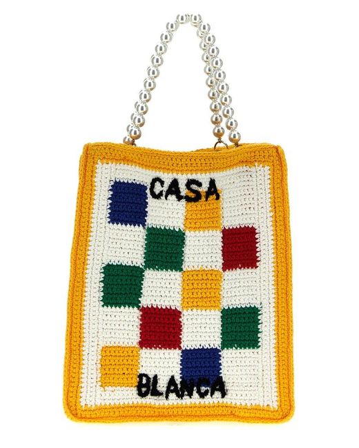 Casablancabrand Multicolor Cotton Mini Crochet Square Hand Bags