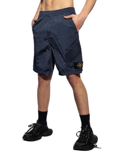 Stone Island Blue Cargo Shorts, for men